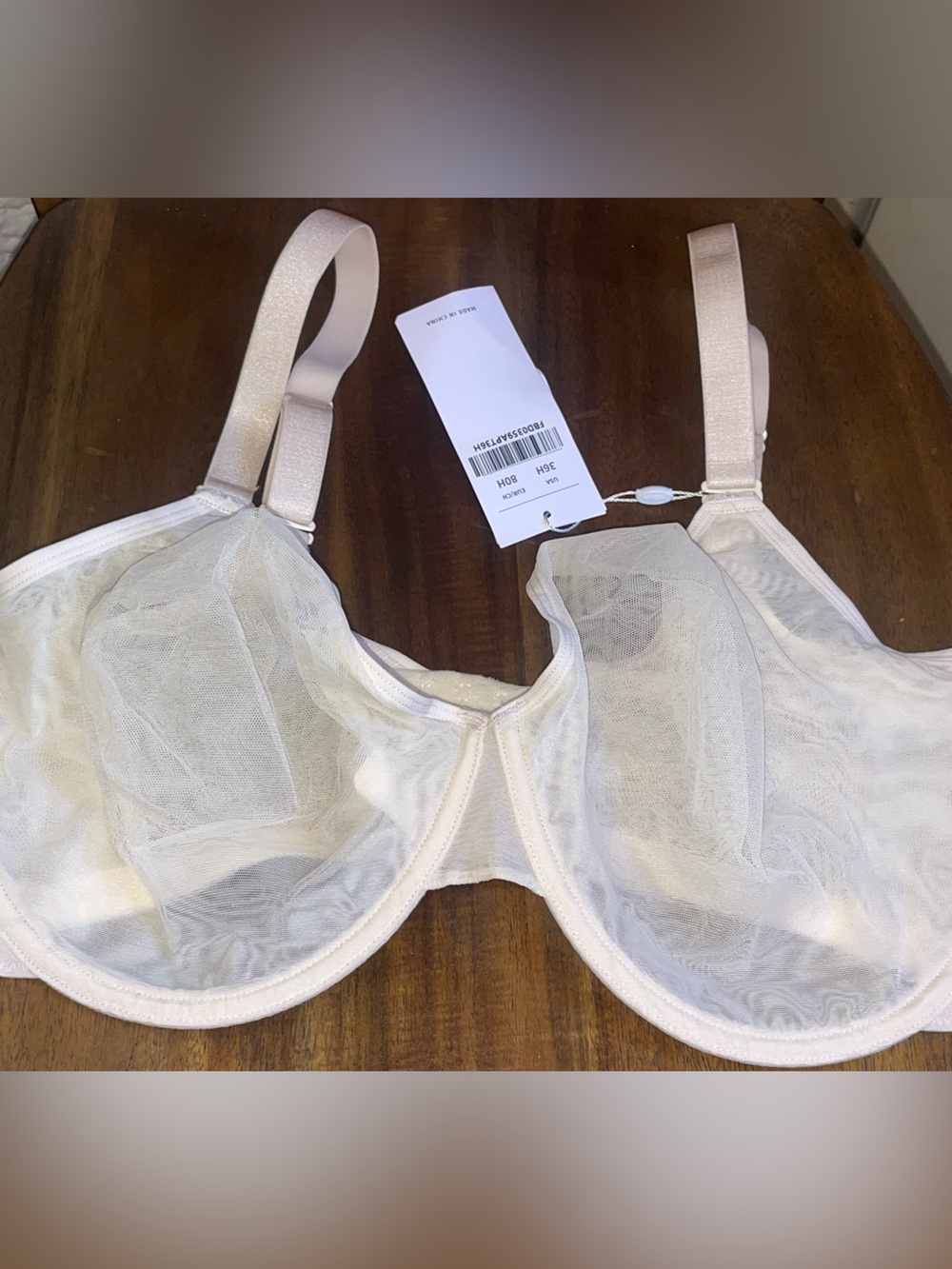 Light Beige Sheer Underwire Bra with Breathable Mesh Cups